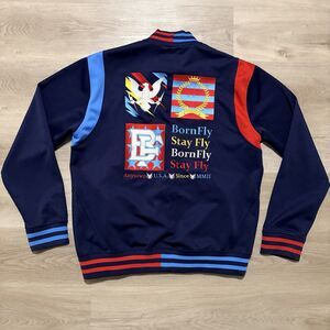 Born Fly Navy Blue Red Track Jacket Crest Logo Mens Size XXL